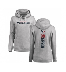 Football Women's Houston Texans #39 Tashaun Gipson Ash Backer Pullover Hoodie