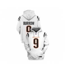 Men's Cincinnati Bengals #9 Joe Burrow 2021 White Pullover Football Hoodie