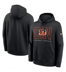 Men's Cincinnati Bengals Black Busted Play Club Fleece Pullover Hoodie