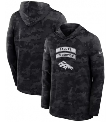 Men's Denver Broncos Black 2026 Salute to Service Sideline Lightweight Dri-FIT Long Sleeve Hoodie