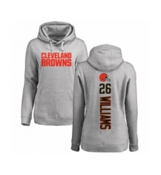 Football Women's Cleveland Browns #26 Greedy Williams Ash Backer Pullover Hoodie