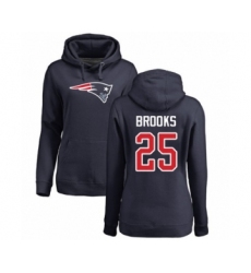 Football Women's New England Patriots #25 Terrence Brooks Navy Blue Name & Number Logo Pullover Hoodie