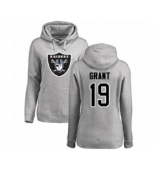 Football Women's Oakland Raiders #19 Ryan Grant Ash Name & Number Logo Pullover Hoodie
