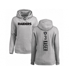 Football Women's Oakland Raiders #3 Drew Kaser Ash Backer Pullover Hoodie