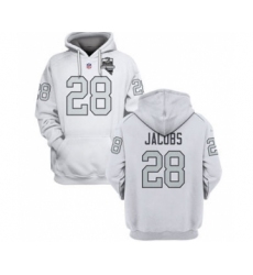 Men's Las Vegas Raiders #28 Josh Jacobs 2021 Inaugural Patch White Pullover Football Hoodie