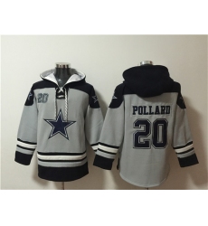 Men's Dallas Cowboys #20 Tony Pollard Gray Ageless Must-Have Lace-Up Pullover Hoodie