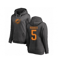 Football Women's Miami Dolphins #5 Jake Rudock Ash One Color Pullover Hoodie