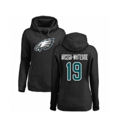Women's Philadelphia Eagles #19 JJ Arcega-Whiteside Black Name & Number Logo Pullover Hoodie