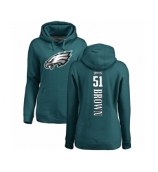 Women's Philadelphia Eagles #51 Zach Brown Green Backer Pullover Hoodie