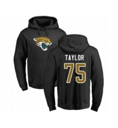 Football Jacksonville Jaguars #75 Jawaan Taylor Black Name & Number Logo Pullover Hoodie