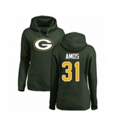 Football Women's Green Bay Packers #31 Adrian Amos Green Name & Number Logo Pullover Hoodie