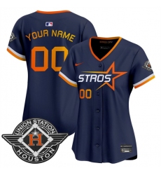 Women's Houston Astros Active Player Custom Navy 2025 City Connect Limited Stitched Baseball Jersey(Run Small)