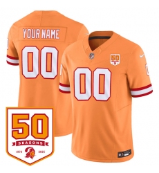 Men's Tampa Bay Buccaneers Active Player Custom Orange 2025 F.U.S.E. 50th Anniversary Patch Vapor Limited Football Stitched Jersey