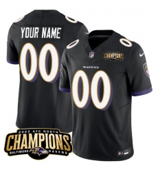 Men's Baltimore Ravens Active Player Custom Black 2023 F.U.S.E. AFC North Champions Vapor Limited Football Stitched Jersey