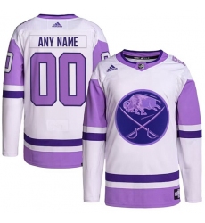 Men's Buffalo Sabres Custom Purple White Cancer Blue Stitched Jersey