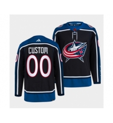 Men's Columbus Blue Jackets Custom Navy 2022 Reverse Retro Stitched Jersey
