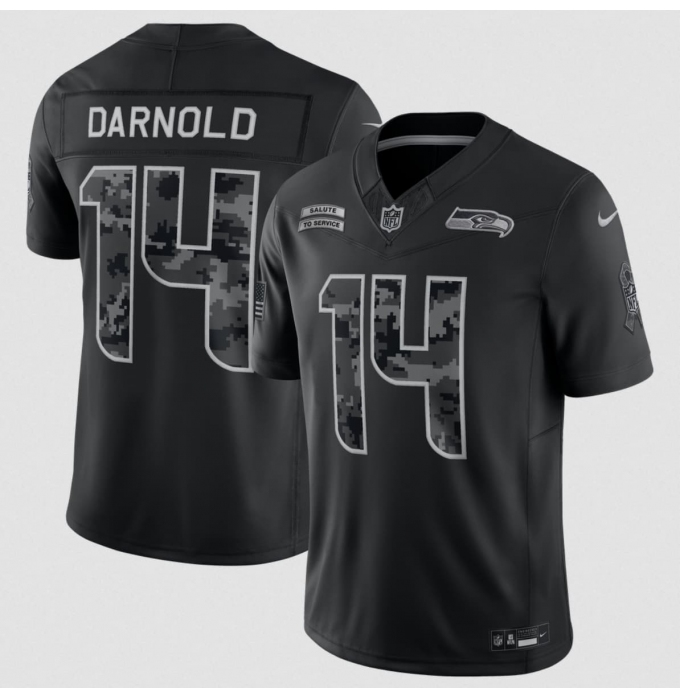 Men's Seattle Seahawks #14 Sam Darnold Black 2026 F.U.S.E. Salute to Service Limited Football Stitched Jersey