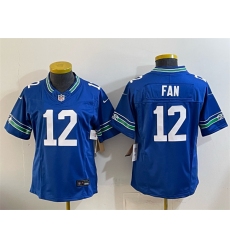 Women's Seattle Seahawks #12 Fan Royal 2024 F.U.S.E Throwback Vapor Limited Stitched Football Jersey(Run Small)