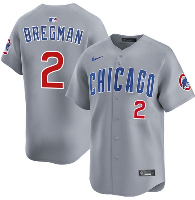 Men's Chicago Cubs #2 Alex Bregman Gray 2026 Limited Stitched Baseball Jersey