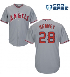 Youth Majestic Los Angeles Angels of Anaheim #28 Andrew Heaney Authentic Grey Road Cool Base MLB Jersey