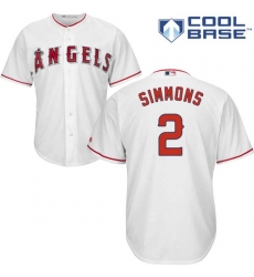 Youth Majestic Los Angeles Angels of Anaheim #2 Andrelton Simmons Authentic White Home Cool Base MLB Jersey