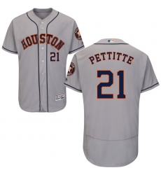 Men's Majestic Houston Astros #21 Andy Pettitte Grey Road Flex Base Authentic Collection MLB Jersey