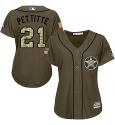 Women's Majestic Houston Astros #21 Andy Pettitte Authentic Green Salute to Service MLB Jersey