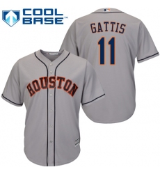 Youth Majestic Houston Astros #11 Evan Gattis Authentic Grey Road Cool Base MLB Jersey