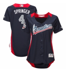 Women's Majestic Houston Astros #4 George Springer Game Navy Blue American League 2018 MLB All-Star MLB Jersey