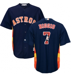 Men's Majestic Houston Astros #7 Craig Biggio Authentic Navy Blue Team Logo Fashion Cool Base MLB Jersey