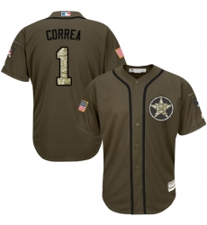 Youth Majestic Houston Astros #1 Carlos Correa Authentic Green Salute to Service MLB Jersey