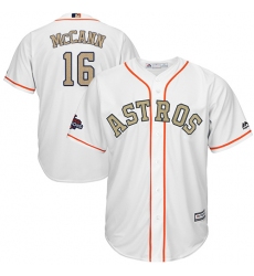 Youth Majestic Houston Astros #16 Brian McCann Authentic White 2018 Gold Program Cool Base MLB Jersey