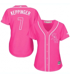 Women's Majestic Chicago White Sox #7 Jeff Keppinger Authentic Pink Fashion Cool Base MLB Jersey