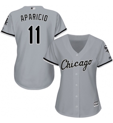 Women's Majestic Chicago White Sox #11 Luis Aparicio Replica Grey Road Cool Base MLB Jersey