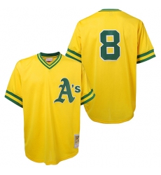 Men's Mitchell and Ness Oakland Athletics #8 Joe Morgan Replica Gold Throwback MLB Jersey