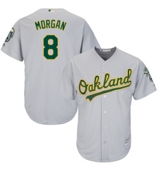Youth Majestic Oakland Athletics #8 Joe Morgan Replica Grey Road Cool Base MLB Jersey