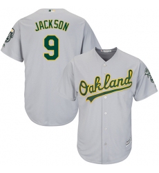 Youth Majestic Oakland Athletics #9 Reggie Jackson Authentic Grey Road Cool Base MLB Jersey