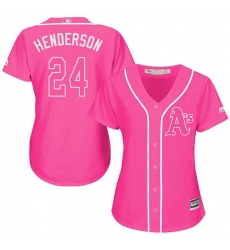 Women's Majestic Oakland Athletics #24 Rickey Henderson Authentic Pink Fashion Cool Base MLB Jersey
