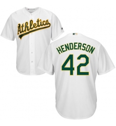 Youth Majestic Oakland Athletics #42 Dave Henderson Replica White Home Cool Base MLB Jersey