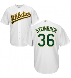 Men's Majestic Oakland Athletics #36 Terry Steinbach Replica White Home Cool Base MLB Jersey