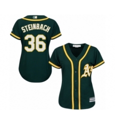 Women's Oakland Athletics #36 Terry Steinbach Authentic Green Alternate 1 Cool Base Baseball Jersey