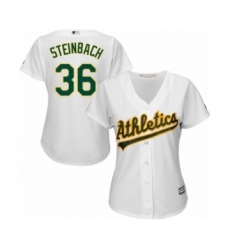 Women's Oakland Athletics #36 Terry Steinbach Replica White Home Cool Base Baseball Jersey