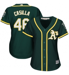 Women's Majestic Oakland Athletics #46 Santiago Casilla Authentic Green Alternate 1 Cool Base MLB Jersey