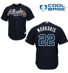 Youth Majestic Atlanta Braves #22 Nick Markakis Authentic Blue Alternate Road Cool Base MLB Jersey