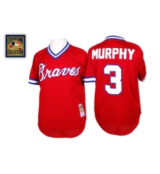 Men's Mitchell and Ness 1980 Atlanta Braves #3 Dale Murphy Authentic Red Throwback MLB Jersey
