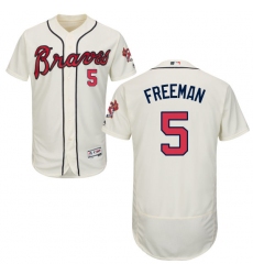 Men's Majestic Atlanta Braves #5 Freddie Freeman Cream Alternate Flex Base Authentic Collection MLB Jersey