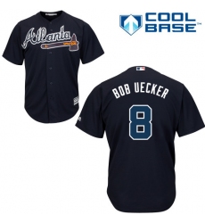 Men's Majestic Atlanta Braves #8 Bob Uecker Replica Blue Alternate Road Cool Base MLB Jersey