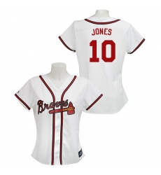 Women's Majestic Atlanta Braves #10 Chipper Jones Authentic White MLB Jersey