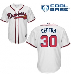 Youth Majestic Atlanta Braves #30 Orlando Cepeda Authentic White Home Cool Base MLB Jersey