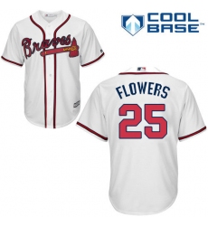 Men's Majestic Atlanta Braves #25 Tyler Flowers Replica White Home Cool Base MLB Jersey
